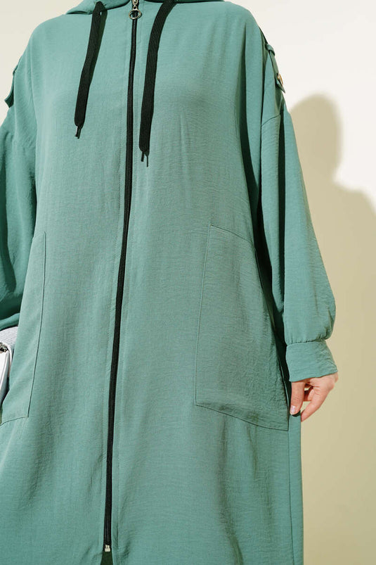 Ayrobin Zweiteiliger Anzug mit Schulterklappen und langer Strickjacke, Altersgrün