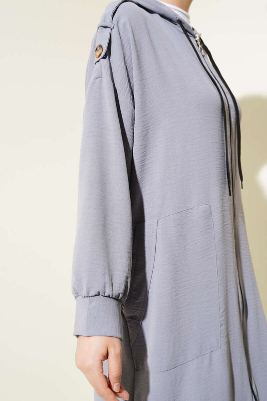 Cardigan long à épaulettes et costume deux pièces Ayrobin gris