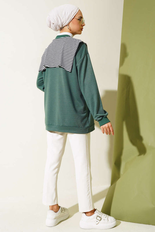 Schultertuch-Look Tunika Smaragd