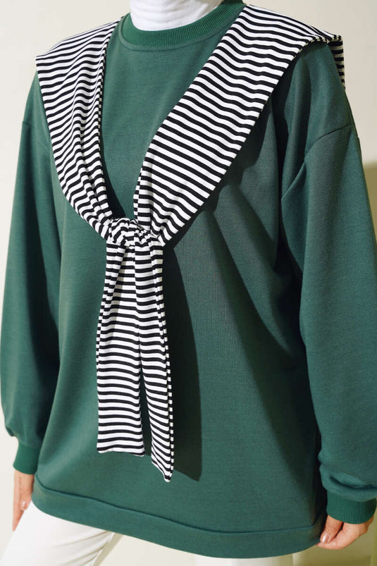 Schultertuch-Look Tunika Smaragd