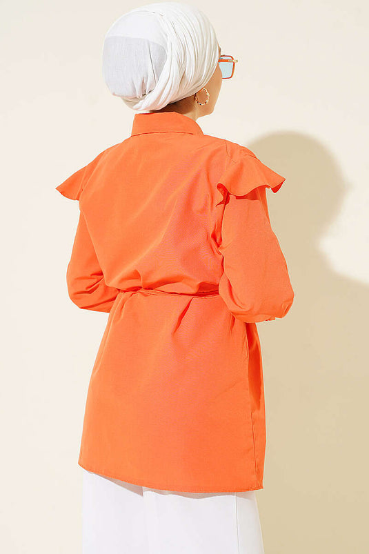 Chemise À Volants Oranges Avec Ceinture