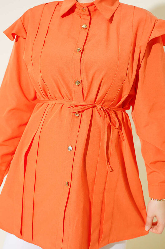 Chemise À Volants Oranges Avec Ceinture