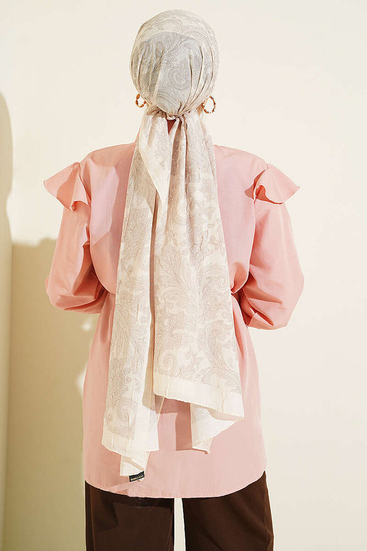 Chemise Rose À Volants Avec Ceinture