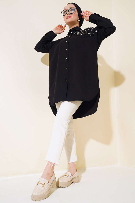 Tunique Epaule Perle Pierre Noir