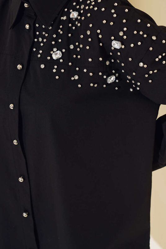 Tunique Epaule Perle Pierre Noir