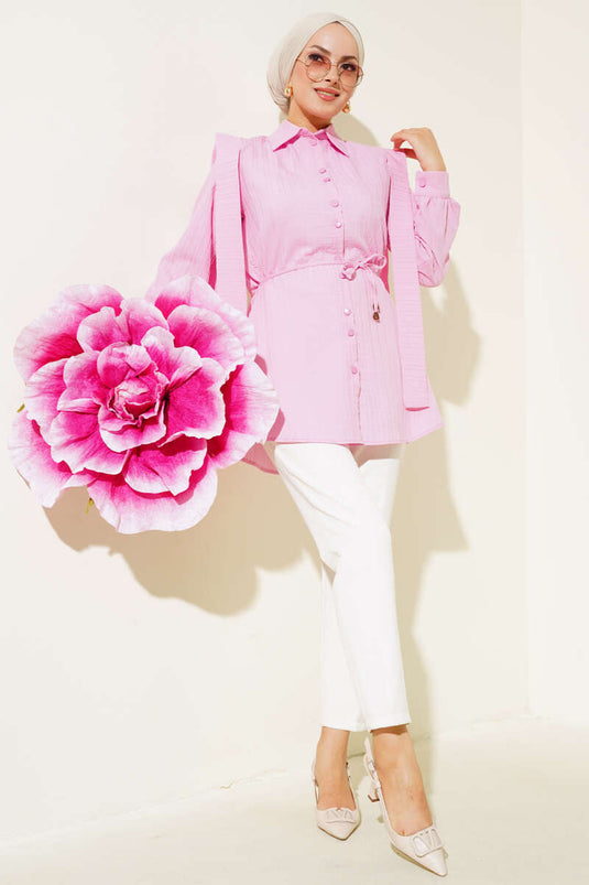 Omuz Kuşaklı Gömlek Pembe