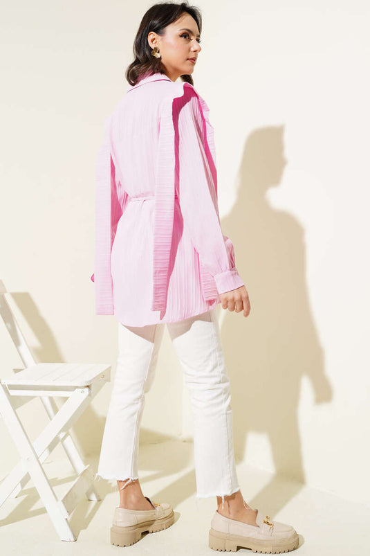 Schulterumhang-Seilgürtelhemd Rosa