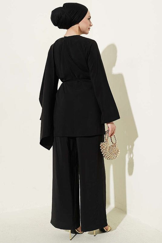 Ensemble double en modal avec cape d'épaule noir