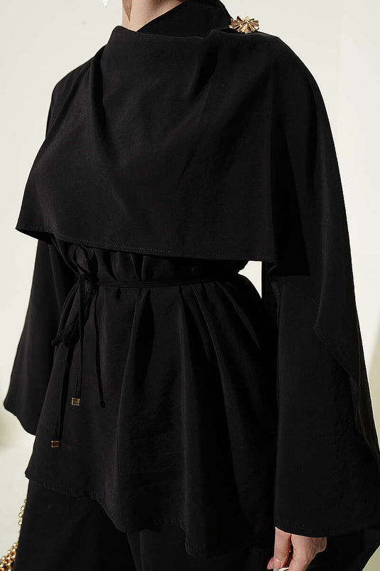 Ensemble double en modal avec cape d'épaule noir