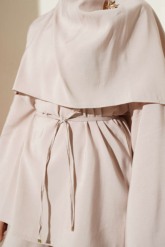Ensemble double en modal avec cape d'épaule, couleur pierre