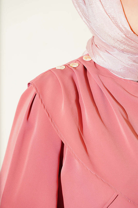 Rosa Schulter Rüschen Kleid