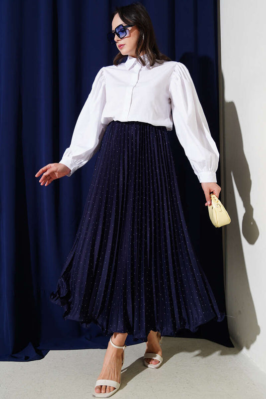 Shoulder Pleated Balloon Sleeve Short Shirt White