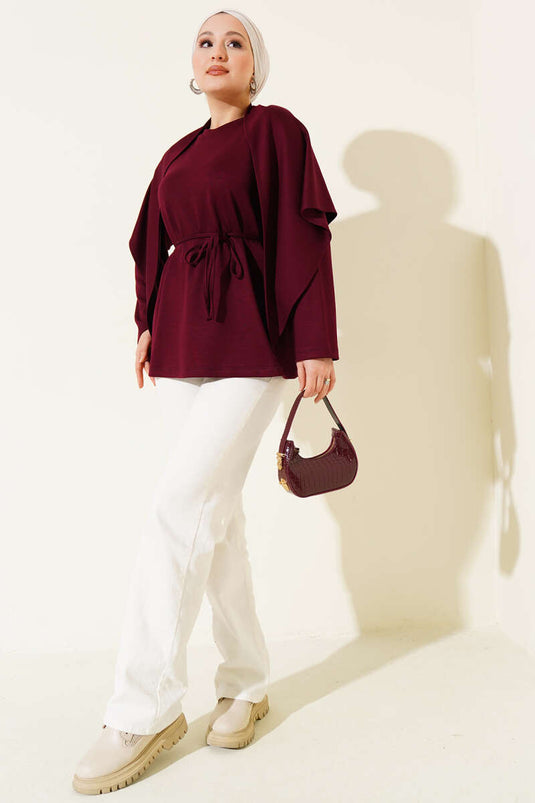 Tunica con scialle spalla Loyşa bordeaux