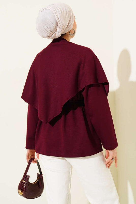 Tunica con scialle spalla Loyşa bordeaux