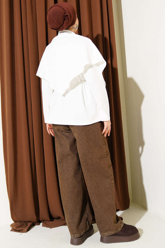 Tunica con scialle e spalla, colore crema