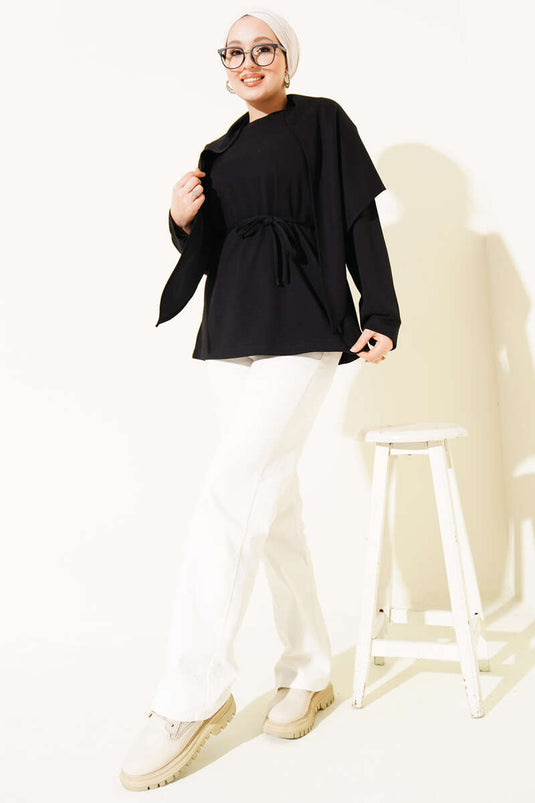 Tunica con scialle spalla Loyşa Nero