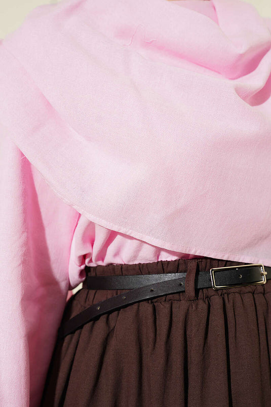 Omuz Şallı Vual Bluz Pembe