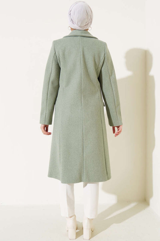 Shoulder Stone Stamp Coat Mint Green