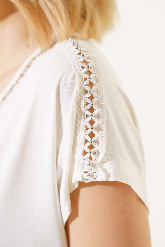 T-shirt Shoulder Stone écru