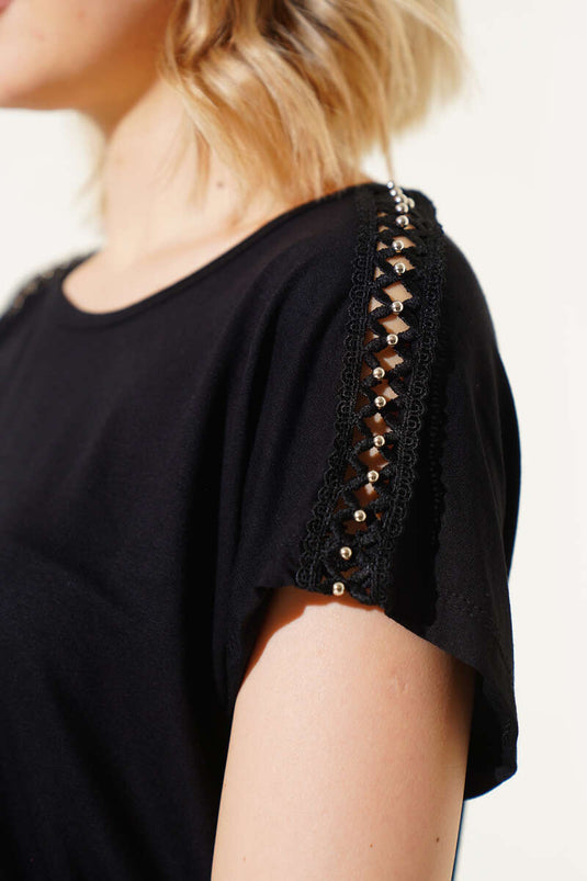 T-shirt noir Shoulder Stone