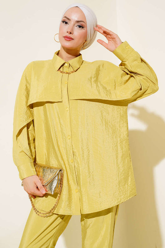 Omuz Ve Kolu Katlı İkili Takım Yağ Yeşili