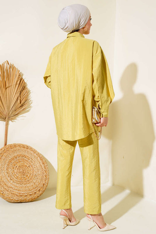 Omuz Ve Kolu Katlı İkili Takım Yağ Yeşili