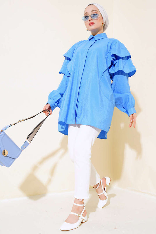 الطبقات الكتفين تونك الأزرق