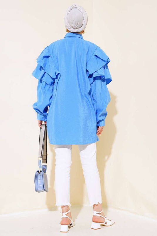 الطبقات الكتفين تونك الأزرق