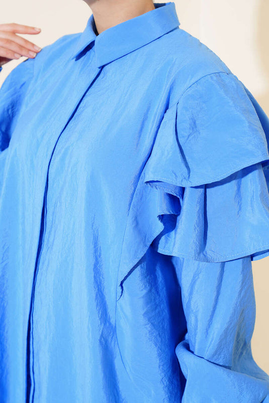 الطبقات الكتفين تونك الأزرق