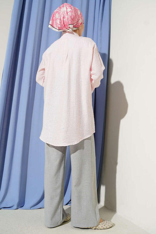 Omuzu Taş Sıralı Gömlek Pembe