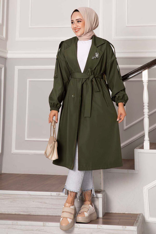 كتاف خندق بأزرار كاكي