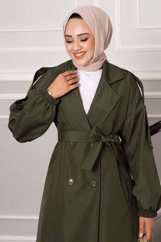 كتاف خندق بأزرار كاكي