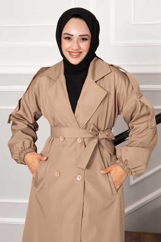 خندق المنك بأزرار مع كتاف على الكتف