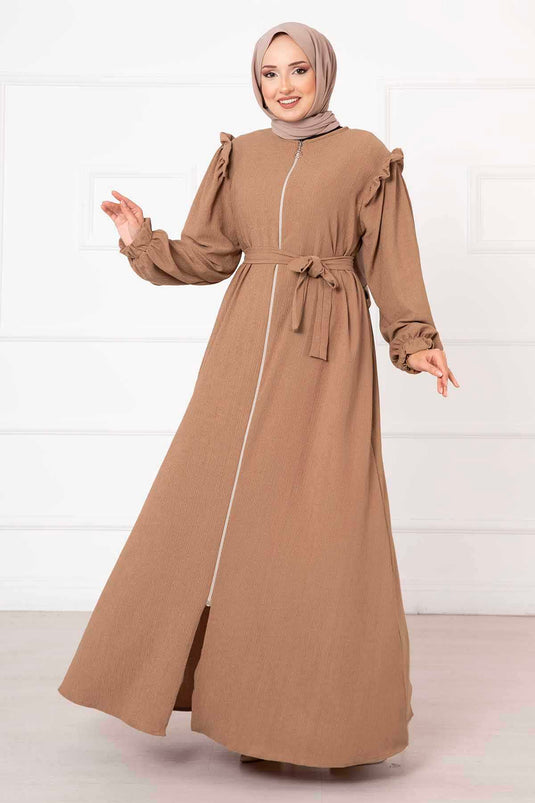 Frill Detailed Cape Camel