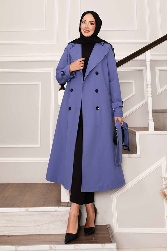 Trench-coat imperméable avec ceinture en indigo