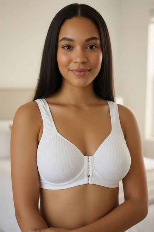 Front Hook Without Support Bra White