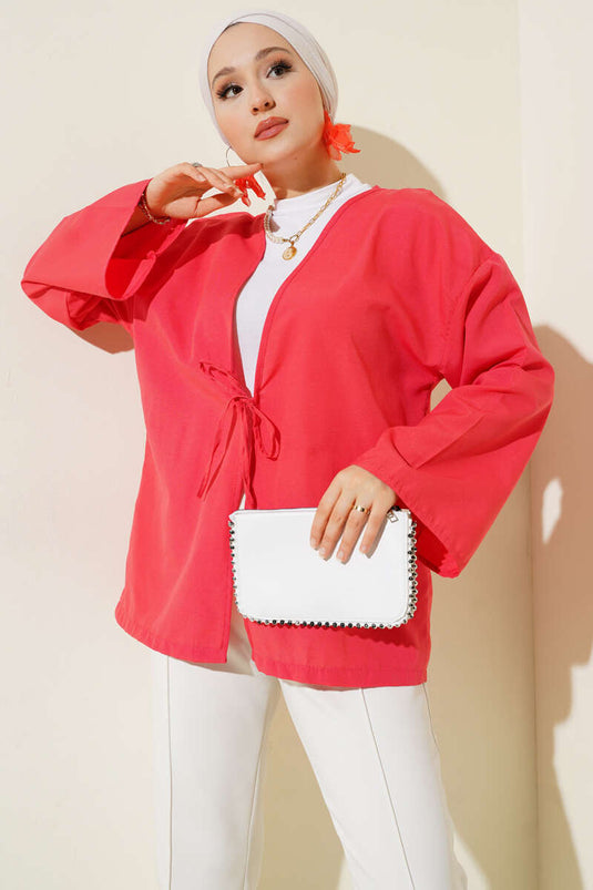 Terikoton Kimono Granaatappelbloem met Voorste Strikdetail