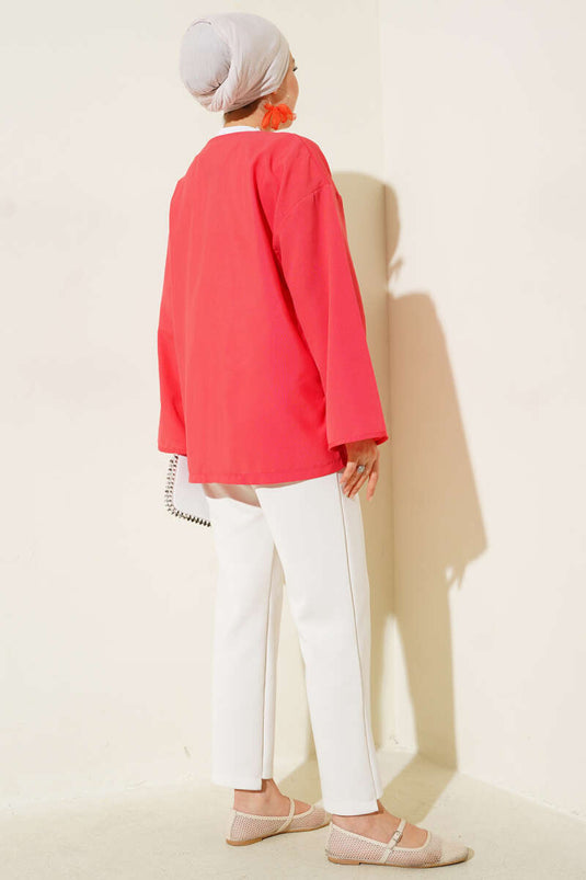 Terikoton Kimono Granaatappelbloem met Voorste Strikdetail