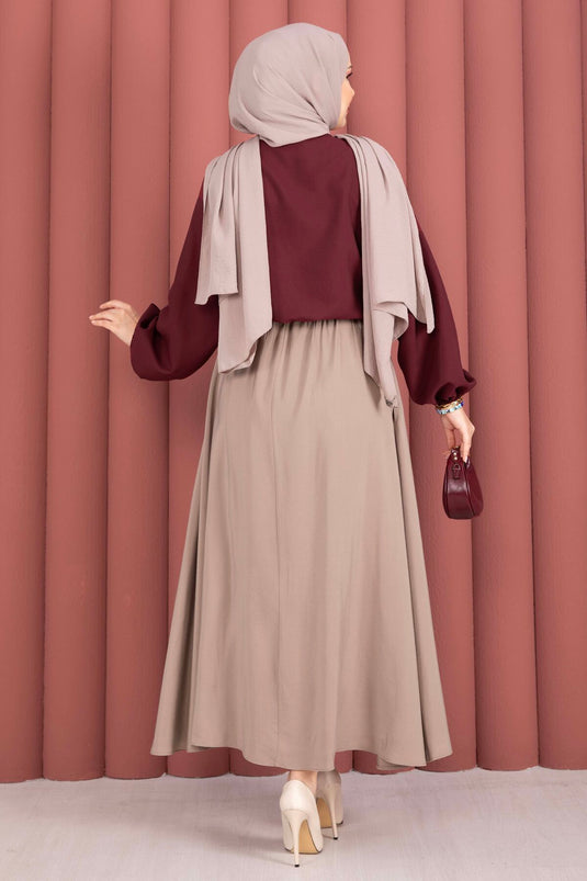 Bluse mit vorne gebundenem Saum in Bordeaux