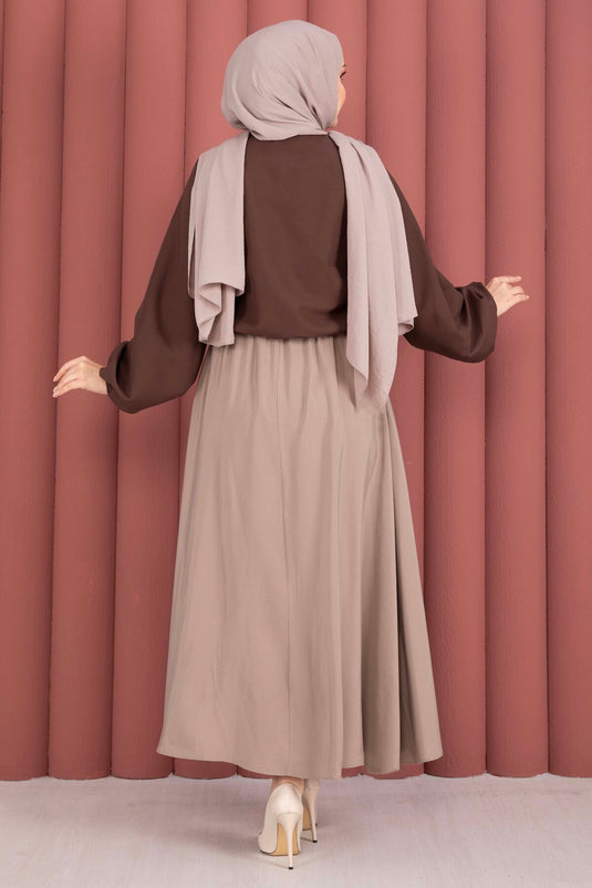 Blusa con Fiocco Frontale Marrone