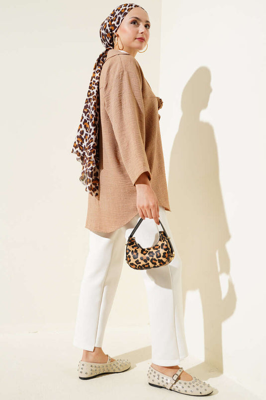 Önden Bağlamalı Kimono Camel