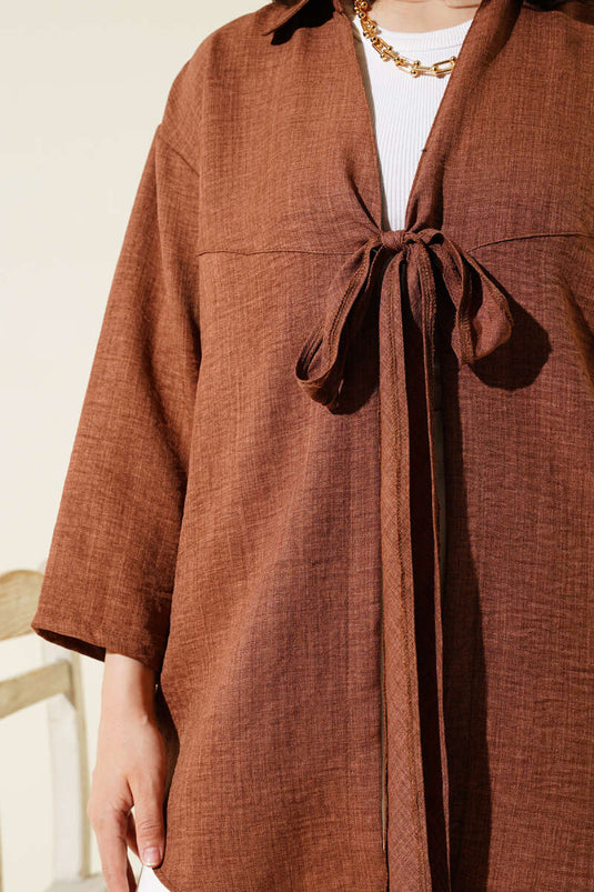 Önden Bağlamalı Kimono Kahve