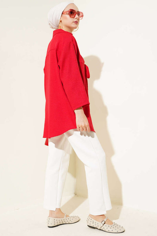 Önden Bağlamalı Kimono Kırmızı