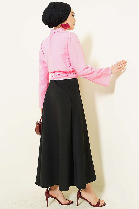 Camicia corta rosa con chiusura frontale