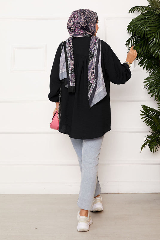 Chemise kimono boutonnée sur le devant noire