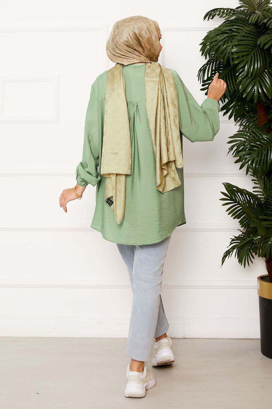 Chemise Kimono Boutonnée Verte