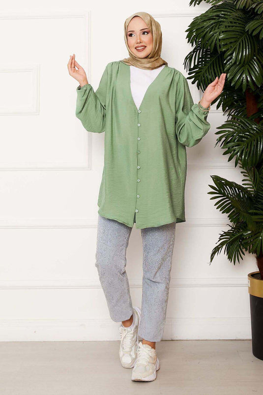 Chemise Kimono Boutonnée Verte