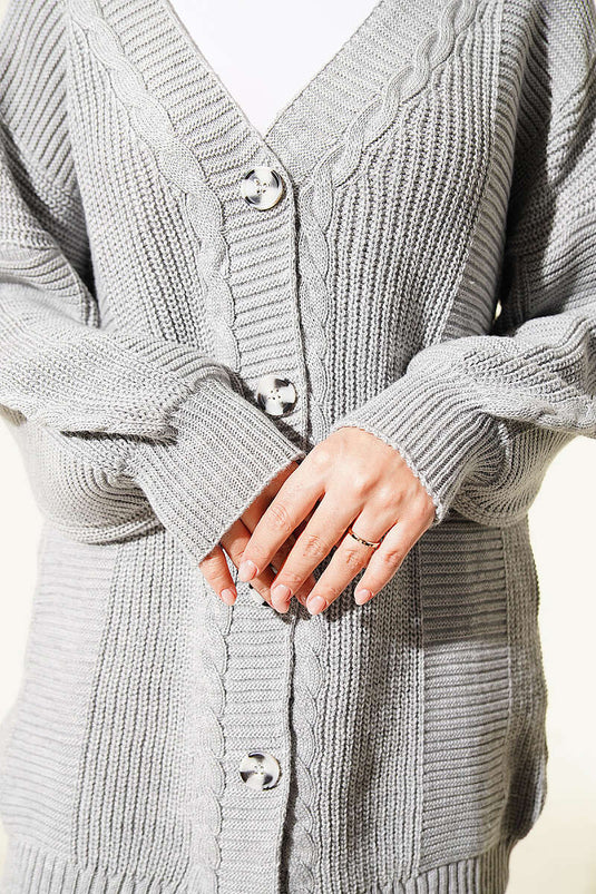 Chaqueta De Punto Gris Con Botones