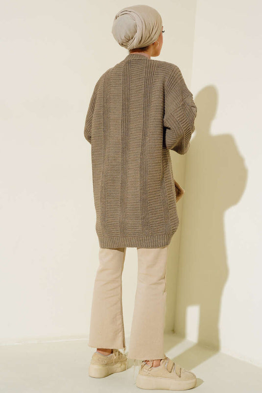 Button-Front Knit Cardigan Mink