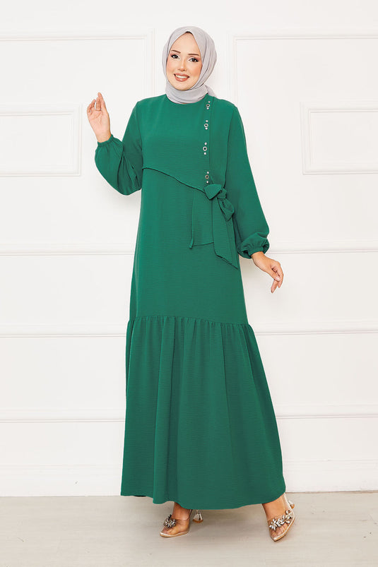 Önü Aller Ve Taş Detaylı Bağlamalı Elbise Benetton